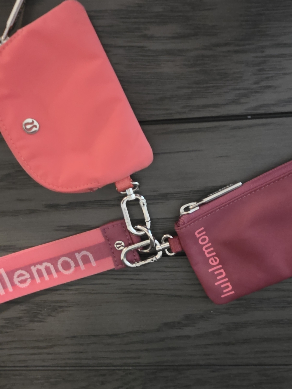 lululemon athletica Coral and Berry Mini Wristlet Set